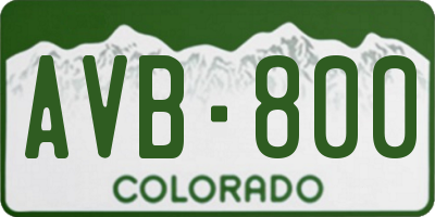 CO license plate AVB800