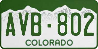 CO license plate AVB802