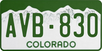 CO license plate AVB830