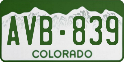 CO license plate AVB839