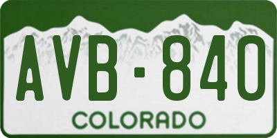 CO license plate AVB840