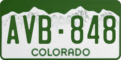 CO license plate AVB848