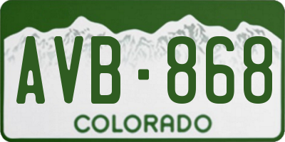 CO license plate AVB868