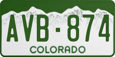 CO license plate AVB874