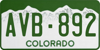 CO license plate AVB892