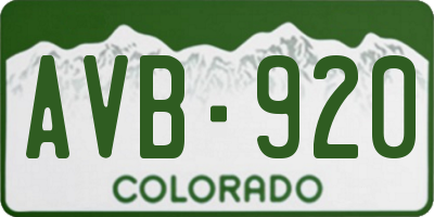 CO license plate AVB920