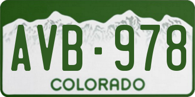 CO license plate AVB978