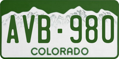 CO license plate AVB980