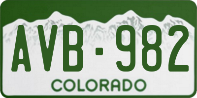 CO license plate AVB982