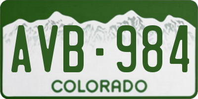 CO license plate AVB984