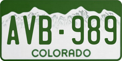 CO license plate AVB989