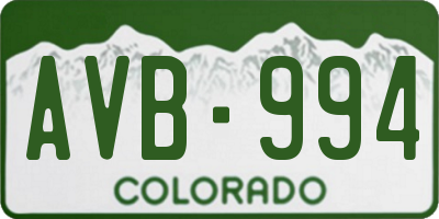 CO license plate AVB994