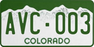 CO license plate AVC003