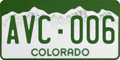 CO license plate AVC006