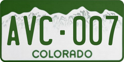 CO license plate AVC007