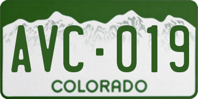 CO license plate AVC019