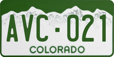 CO license plate AVC021