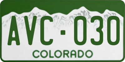 CO license plate AVC030