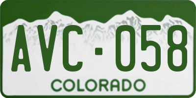 CO license plate AVC058