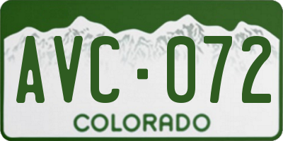 CO license plate AVC072