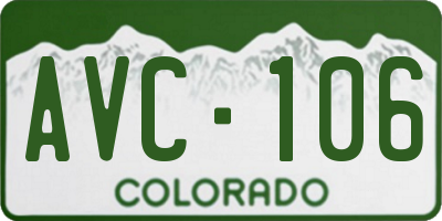CO license plate AVC106