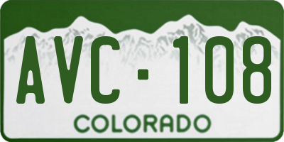 CO license plate AVC108