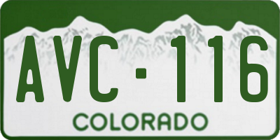 CO license plate AVC116