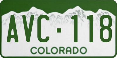 CO license plate AVC118