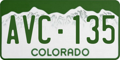 CO license plate AVC135