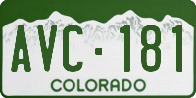 CO license plate AVC181