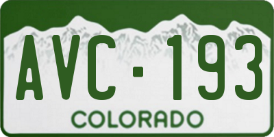 CO license plate AVC193