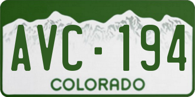 CO license plate AVC194