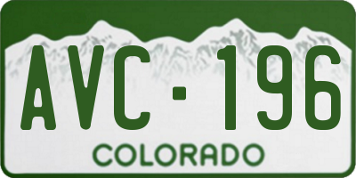 CO license plate AVC196