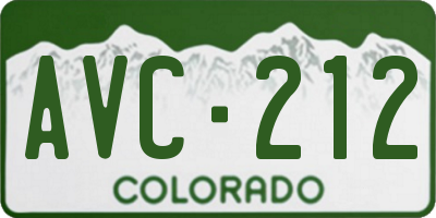 CO license plate AVC212