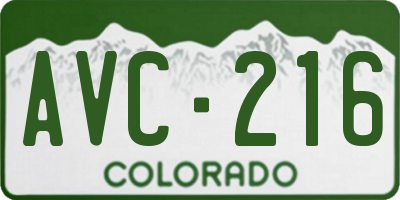 CO license plate AVC216
