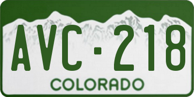 CO license plate AVC218