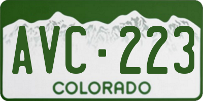 CO license plate AVC223