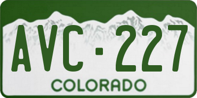 CO license plate AVC227