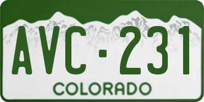 CO license plate AVC231