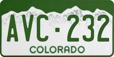 CO license plate AVC232