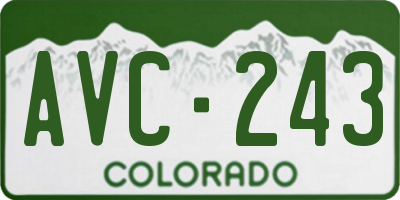 CO license plate AVC243