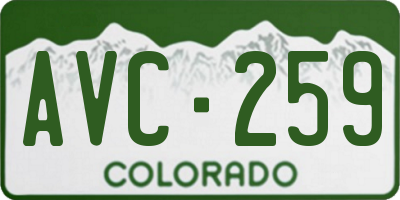 CO license plate AVC259
