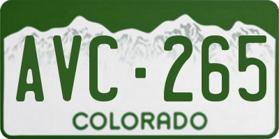CO license plate AVC265