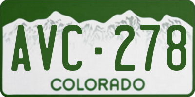 CO license plate AVC278