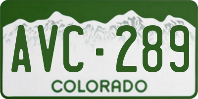 CO license plate AVC289