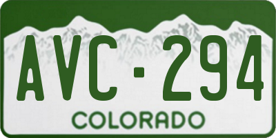 CO license plate AVC294