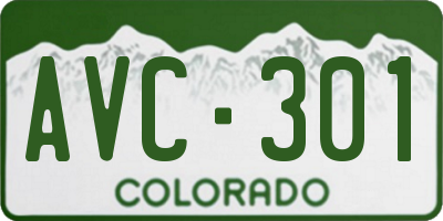 CO license plate AVC301