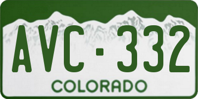 CO license plate AVC332