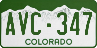 CO license plate AVC347
