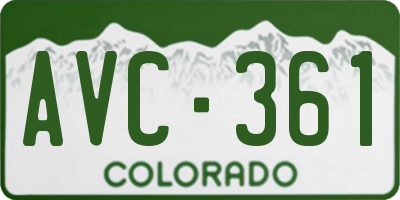 CO license plate AVC361